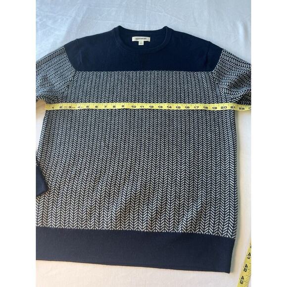 Goodthreads Men's Size L Wool Blend Striped Sweater Navy Blue Pullover Winter - Picture 8 of 9